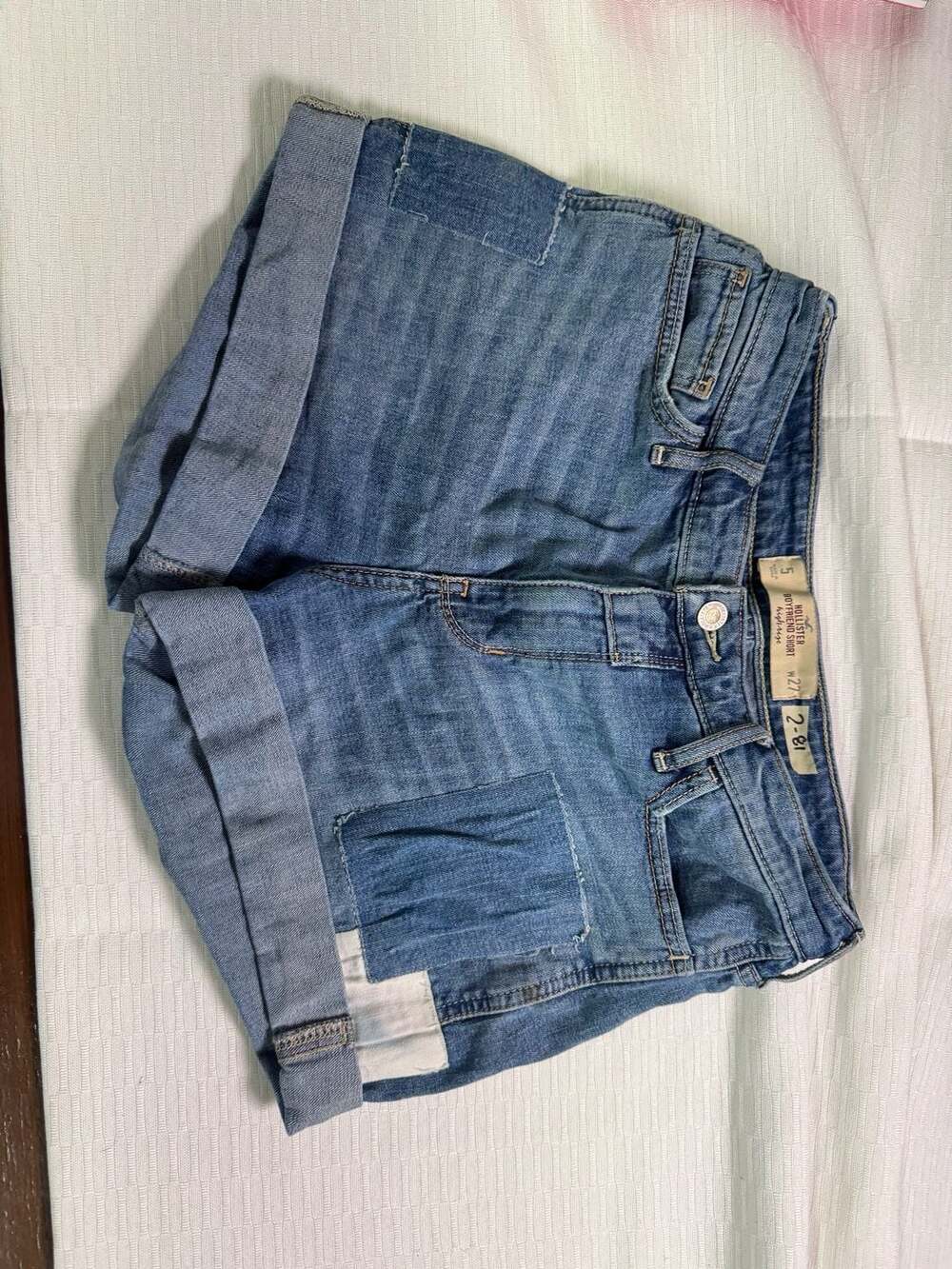 Hollister High-Rise Boyfriend Patchwork Denim Shorts